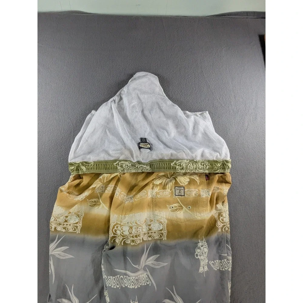 Tommy Bahama Mens Paradise Nation Tiki Swim Trunks XXL Tan Gray‎ Vintage Ombre